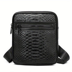 Men's Crocodile Pattern Shoulder Bag Small Square Crossbody