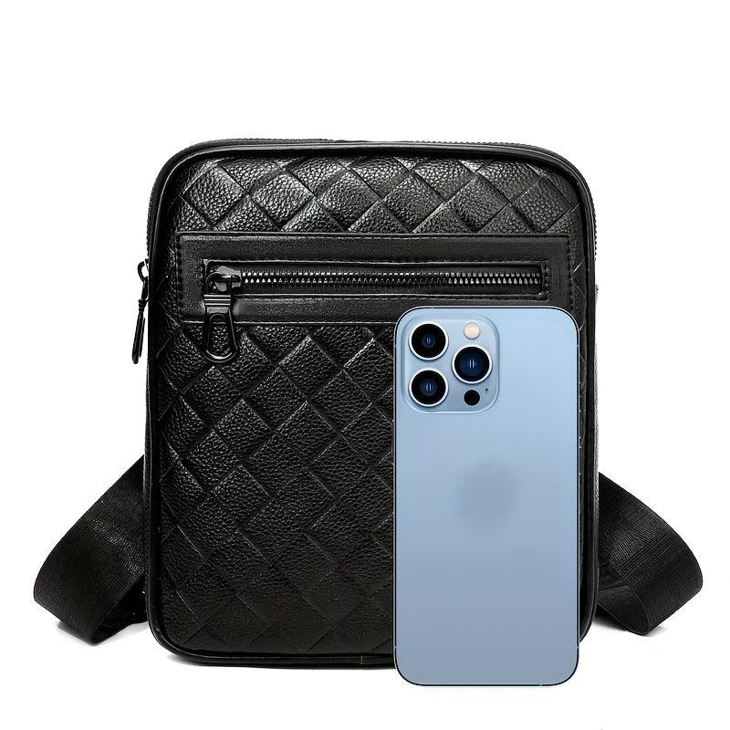 Men's Crocodile Pattern Shoulder Bag Small Square Crossbody