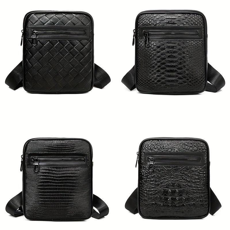 Men's Crocodile Pattern Shoulder Bag Small Square Crossbody