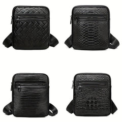 Men's Crocodile Pattern Shoulder Bag Small Square Crossbody