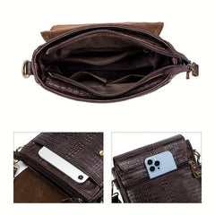 SCHLATUM Crocodile Pattern Leather Shoulder Bag for Work