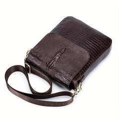 SCHLATUM Crocodile Pattern Leather Shoulder Bag for Work