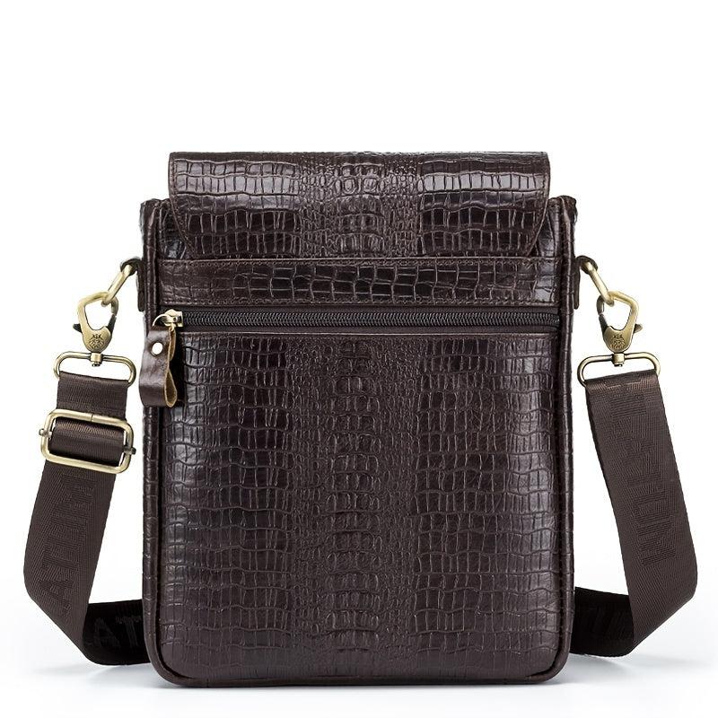 SCHLATUM Crocodile Pattern Leather Shoulder Bag for Work