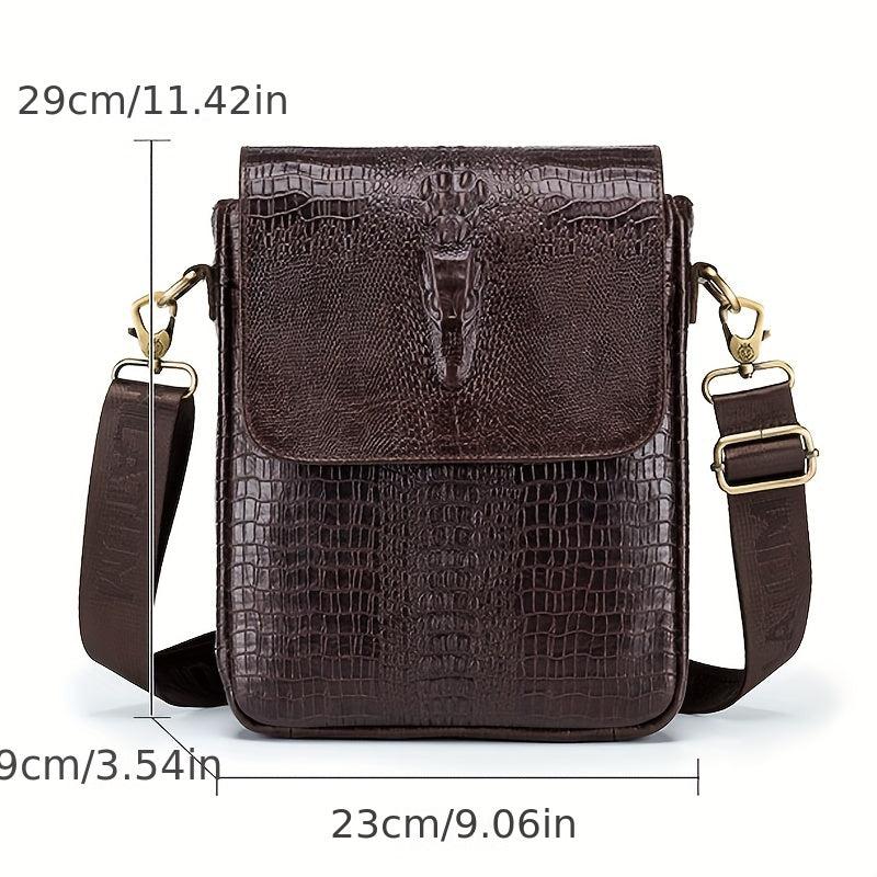 SCHLATUM Crocodile Pattern Leather Shoulder Bag for Work