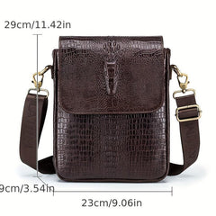 SCHLATUM Crocodile Pattern Leather Shoulder Bag for Work