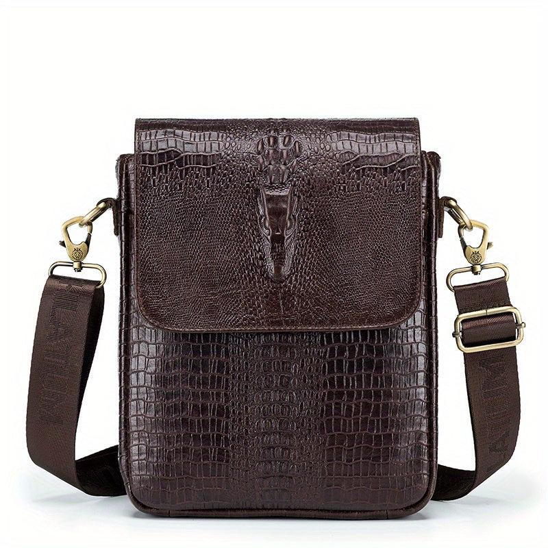 SCHLATUM Crocodile Pattern Leather Shoulder Bag for Work