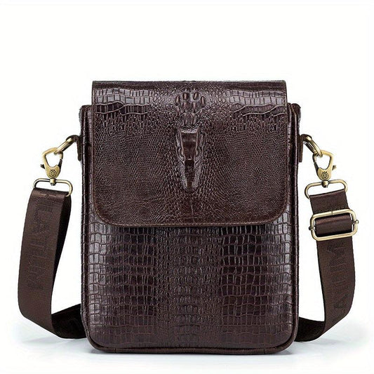 SCHLATUM Crocodile Pattern Leather Shoulder Bag for Work