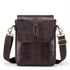 SCHLATUM Crocodile Pattern Leather Shoulder Bag for Work