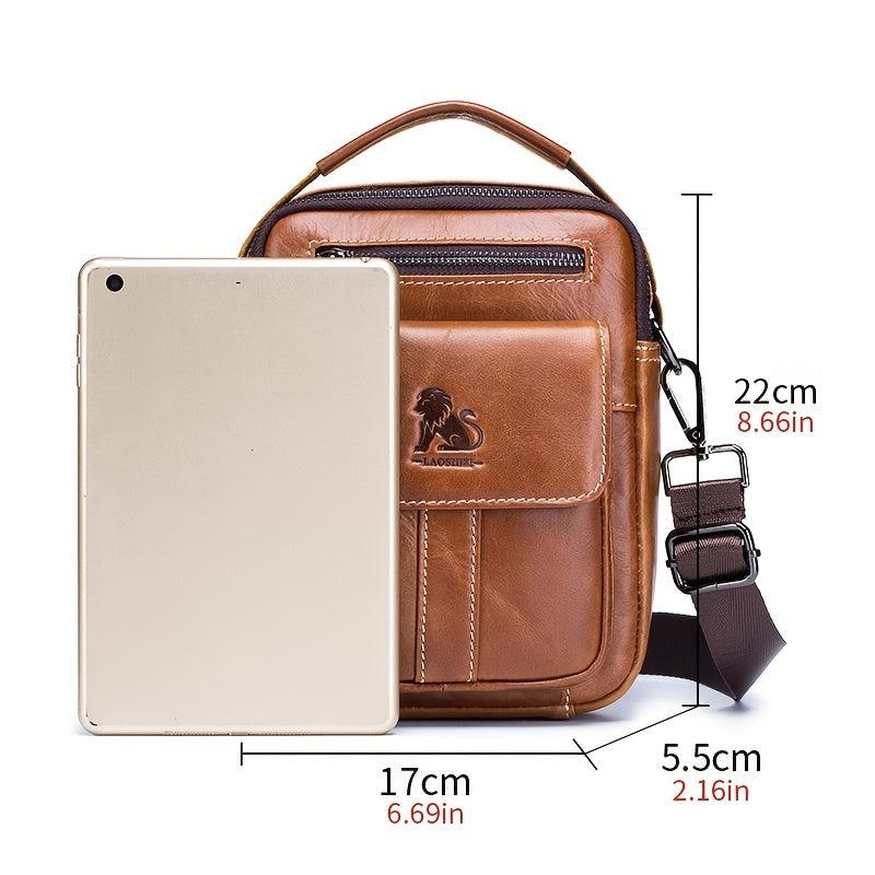 Men's Cowhide Shoulder Messenger Bag Casual Retro Vertical Small Bag