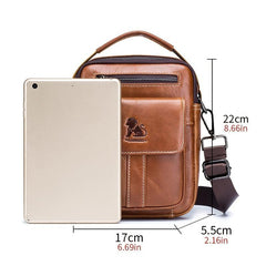Men's Cowhide Shoulder Messenger Bag Casual Retro Vertical Small Bag