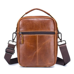 Men's Cowhide Shoulder Messenger Bag Casual Retro Vertical Small Bag