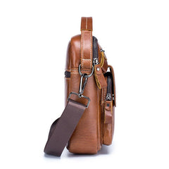Men's Cowhide Shoulder Messenger Bag Casual Retro Vertical Small Bag