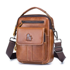 Men's Cowhide Shoulder Messenger Bag Casual Retro Vertical Small Bag