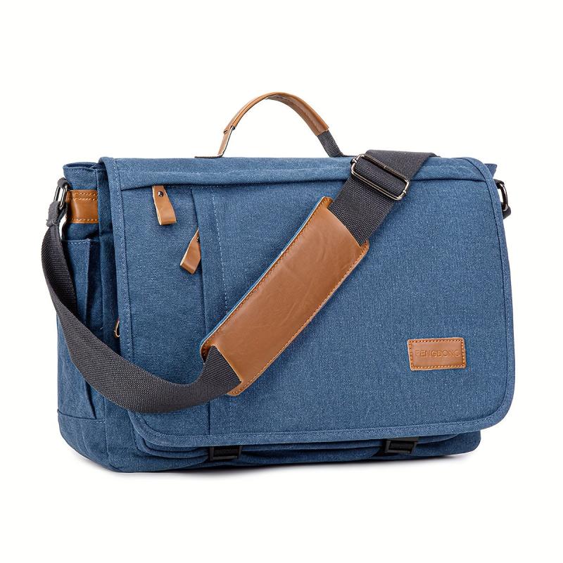 Men's Vintage Canvas Messenger Bag Waterproof Large Capacity