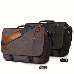 Men's Vintage Canvas Messenger Bag Waterproof Large Capacity