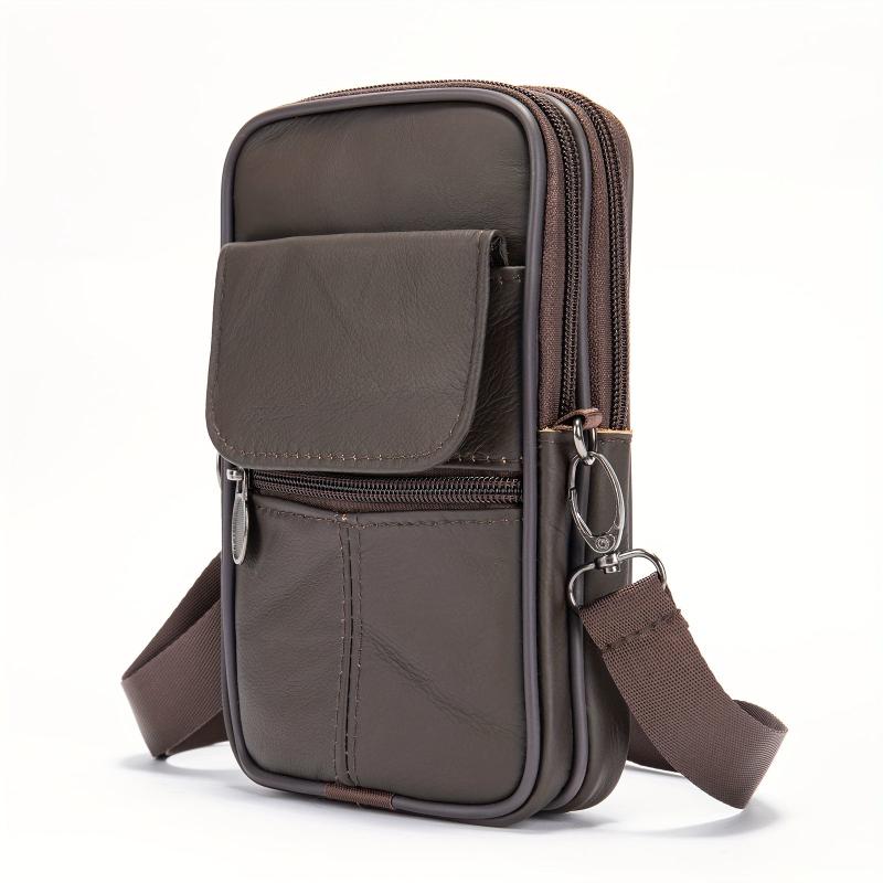 Men's Leather Crossbody Pouch Casual Shoulder Bag
