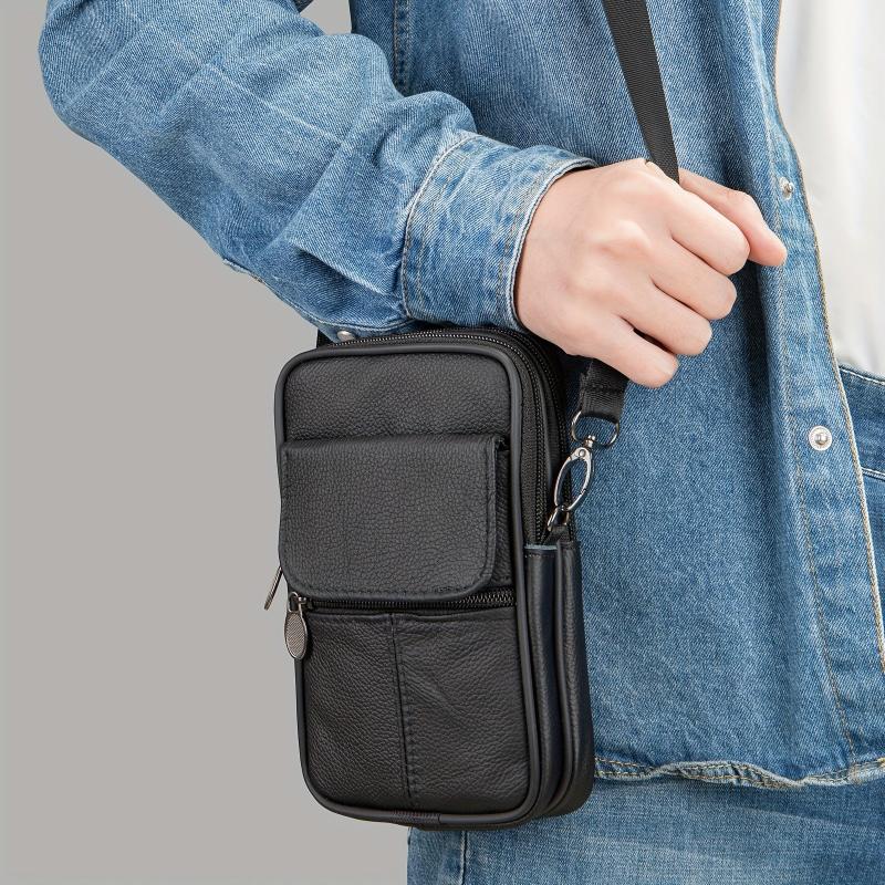 Men's Leather Crossbody Pouch Casual Shoulder Bag
