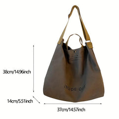 Casual Shoulder Bag Letter Print Handbag With Adjustable Strap