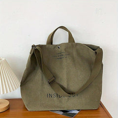 Casual Shoulder Bag Letter Print Handbag With Adjustable Strap