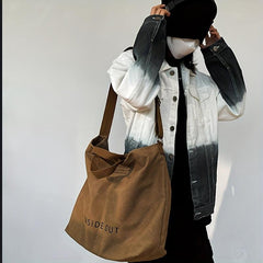 Casual Shoulder Bag Letter Print Handbag With Adjustable Strap