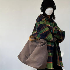 Casual Shoulder Bag Letter Print Handbag With Adjustable Strap
