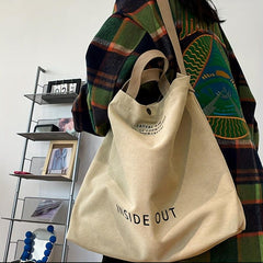 Casual Shoulder Bag Letter Print Handbag With Adjustable Strap