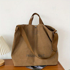 Casual Shoulder Bag Letter Print Handbag With Adjustable Strap