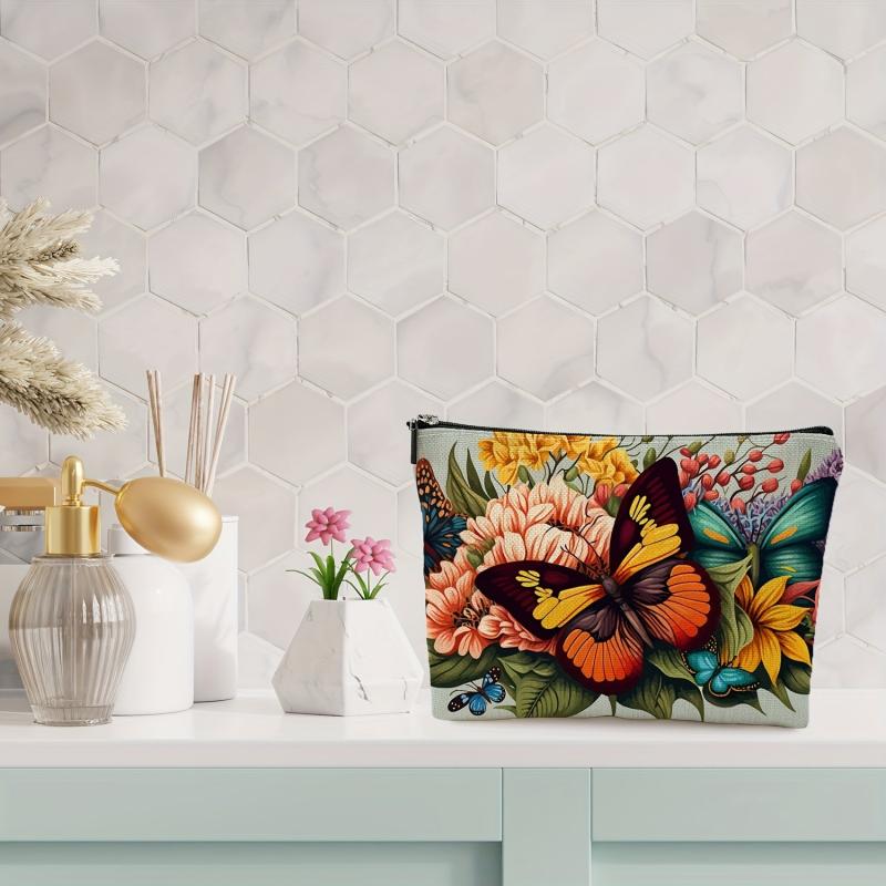 Travel Makeup Bag Cosmetic Bag Small Pouch Butterfly Print Gift For Women