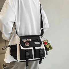 Preppy Casual Nylon Crossbody Bag Large Capacity Messenger Bag
