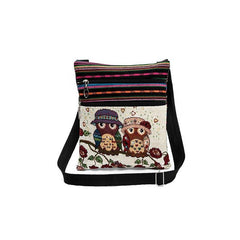 Embroidered Owl Print Shoulder Bag