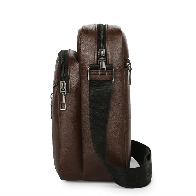Men's PU Leather Shoulder Bag Business Casual Large Capacity Backpack