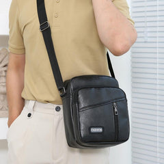 Men's PU Leather Shoulder Bag Business Casual Large Capacity Backpack