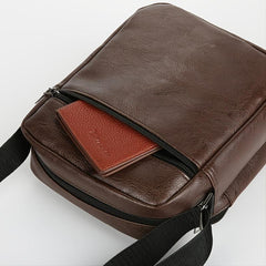 Men's PU Leather Shoulder Bag Business Casual Large Capacity Backpack