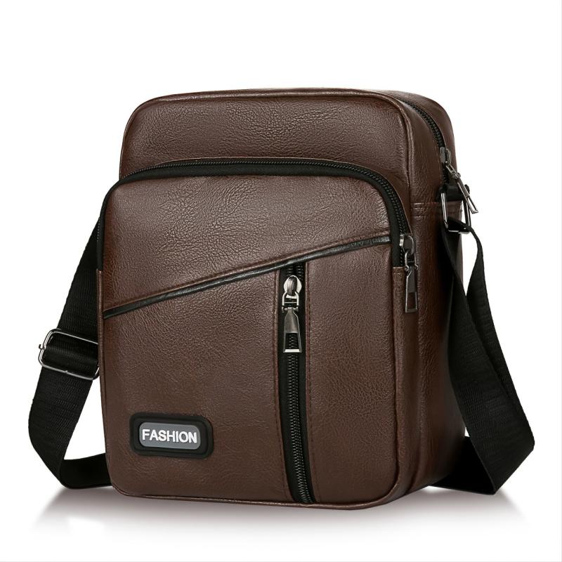 Men's PU Leather Shoulder Bag Business Casual Large Capacity Backpack
