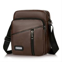 Men's PU Leather Shoulder Bag Business Casual Large Capacity Backpack