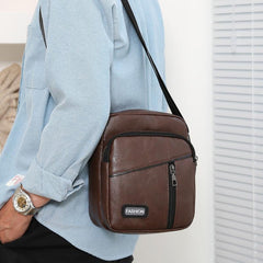 Men's PU Leather Shoulder Bag Business Casual Large Capacity Backpack