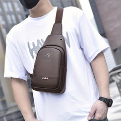 Men's PU Leather Chest Bag Business Shoulder Bag