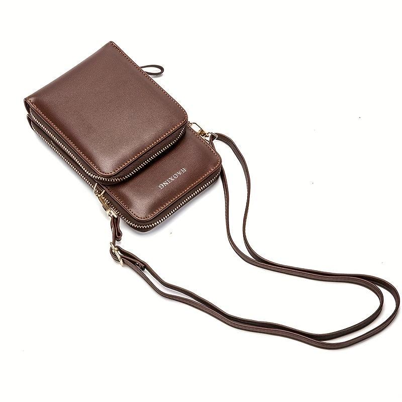 Men's PU Leather Crossbody Bag Shoulder Bag Outdoor Mobile Phone Bag