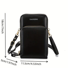 Men's PU Leather Crossbody Bag Shoulder Bag Outdoor Mobile Phone Bag