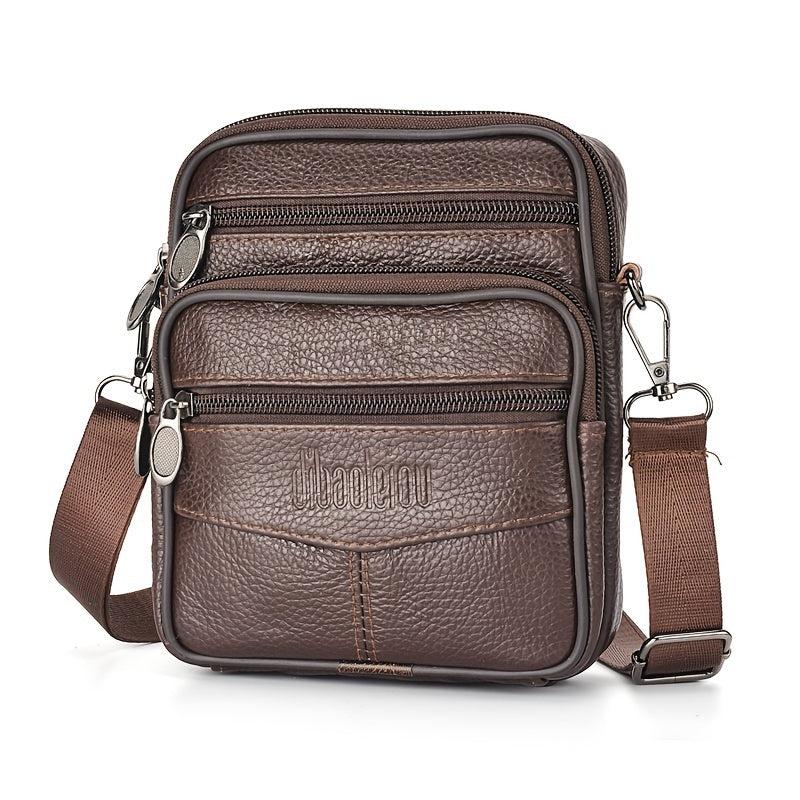 Men's Leather Crossbody Bag Multifunctional Shoulder Bag Briefcase