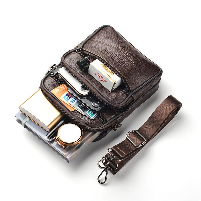 Men's Leather Crossbody Bag Multifunctional Shoulder Bag Briefcase