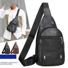 Men's Multifunctional Chest Bag Casual Work PU Material Messenger Bag