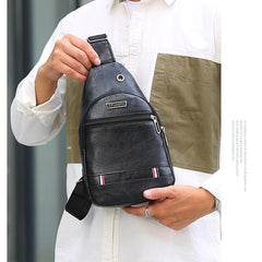 Men's Multifunctional Chest Bag Casual Work PU Material Messenger Bag