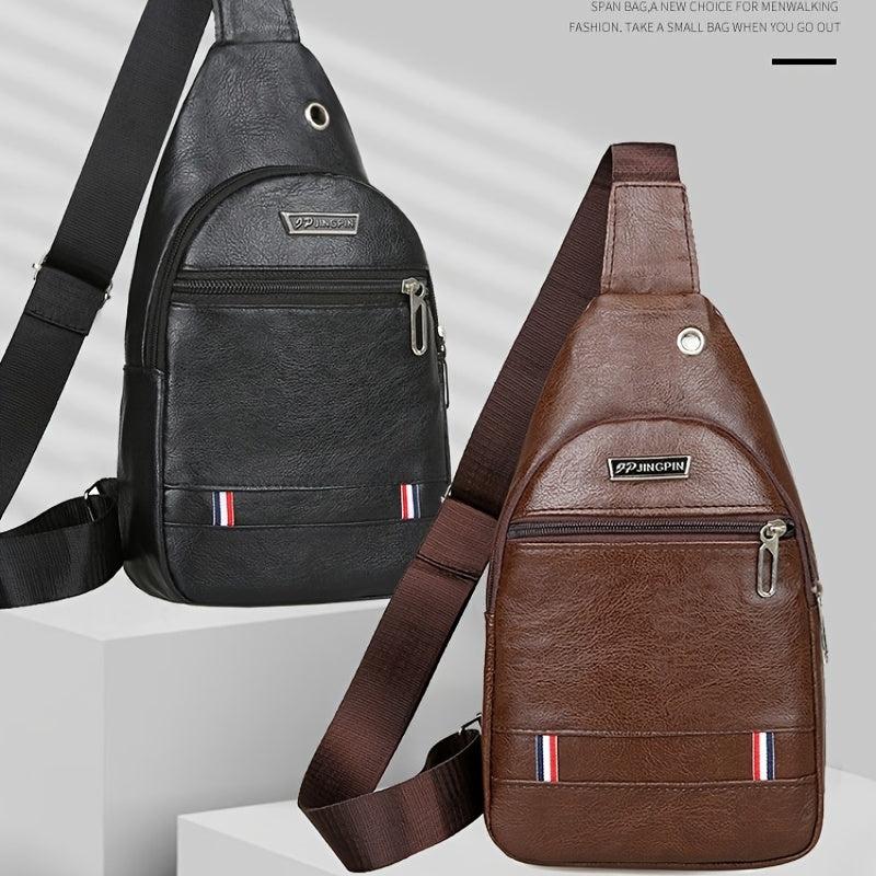 Men's Multifunctional Chest Bag Casual Work PU Material Messenger Bag