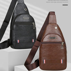 Men's Multifunctional Chest Bag Casual Work PU Material Messenger Bag