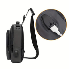 Men's Crossbody Bag USB Charging Multifunction Shoulder Bag for Outdoor Sports