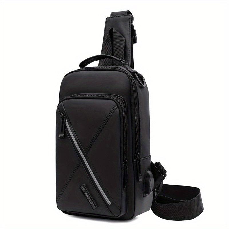 Men's Crossbody Bag USB Charging Multifunction Shoulder Bag for Outdoor Sports