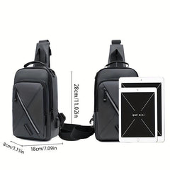 Men's Crossbody Bag USB Charging Multifunction Shoulder Bag for Outdoor Sports