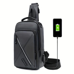 Men's Crossbody Bag USB Charging Multifunction Shoulder Bag for Outdoor Sports