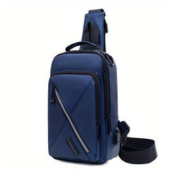Men's Crossbody Bag USB Charging Multifunction Shoulder Bag for Outdoor Sports